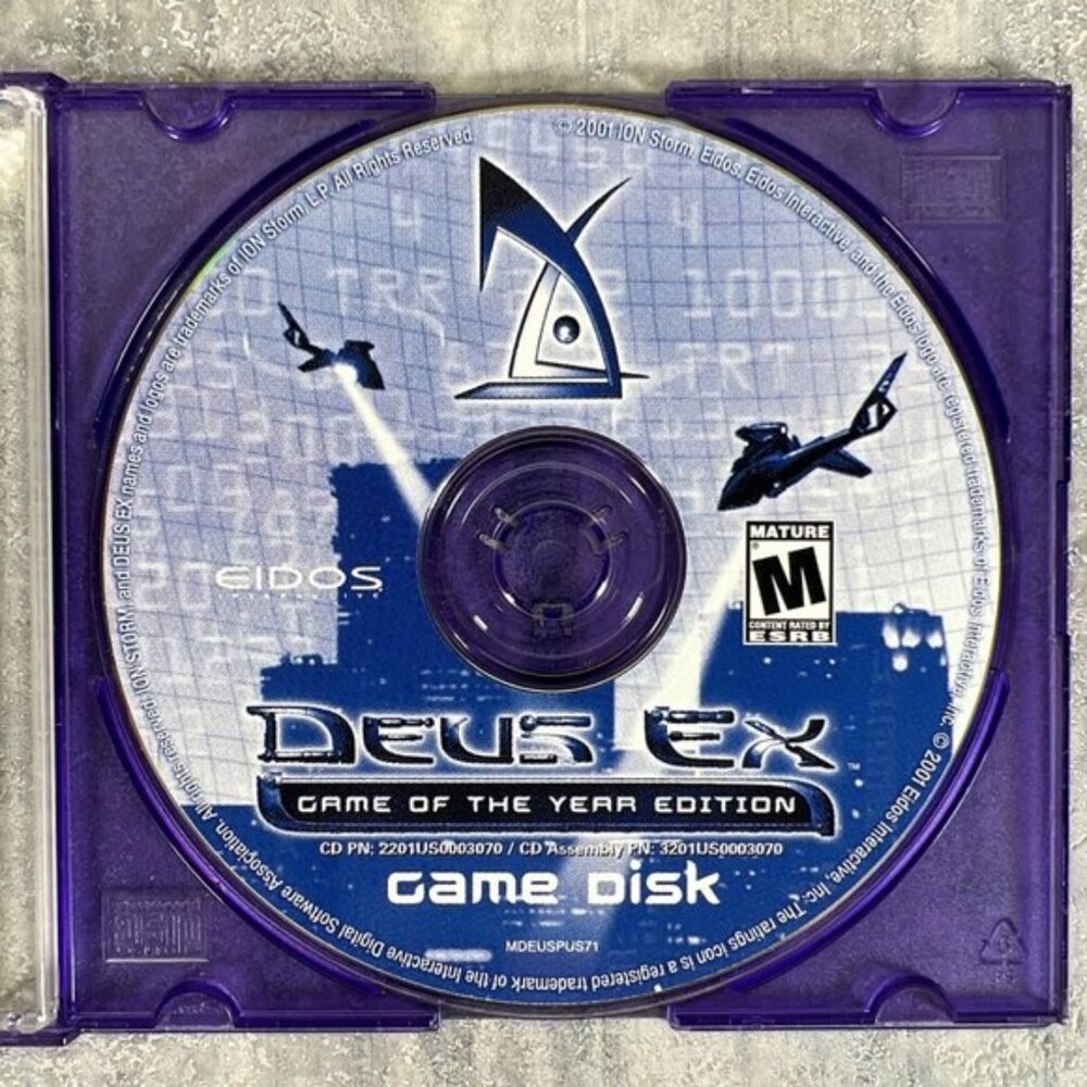2000 Eidos DEUS EX Game Of The Year Edition PC CD Game - Game Disc Only